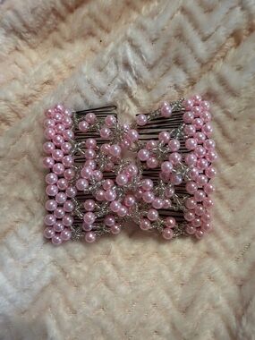 Amazon Pink Beaded Double Hair Comb Accessory